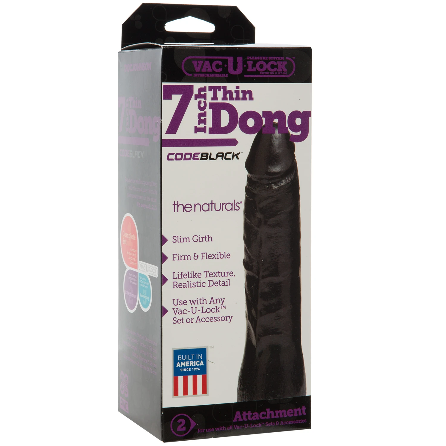 Vac-U-Lock Thin Dong Zwart 18 cm 1