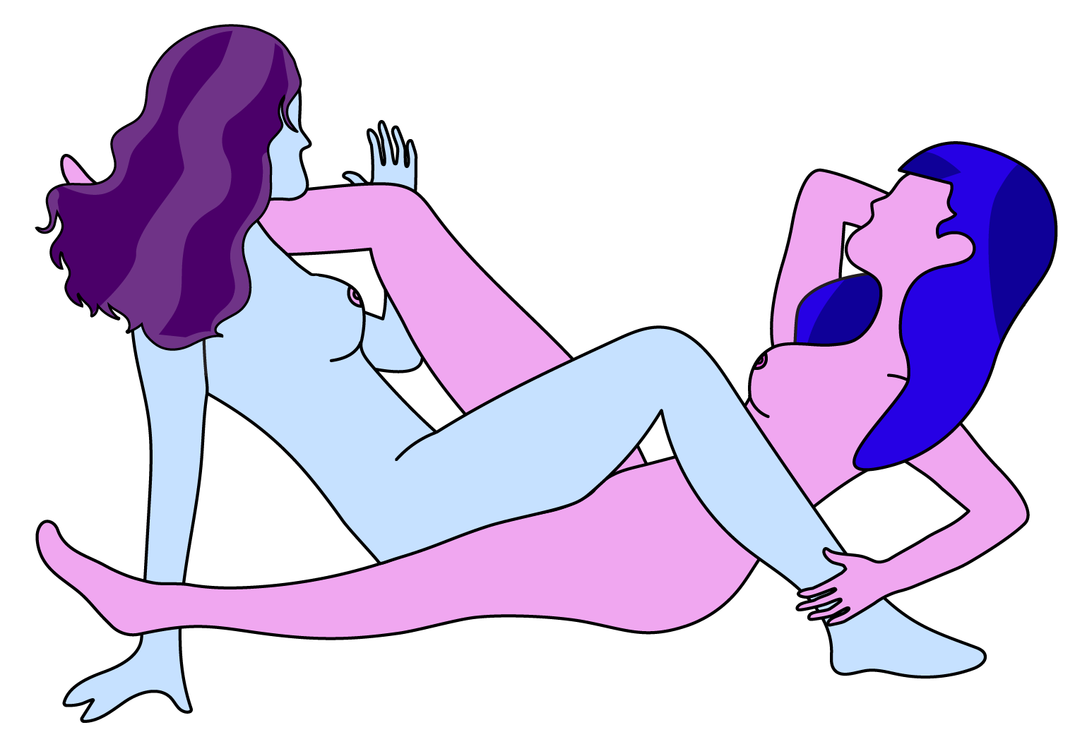 Illustration af to kvinder der laver sexstillingen saksen