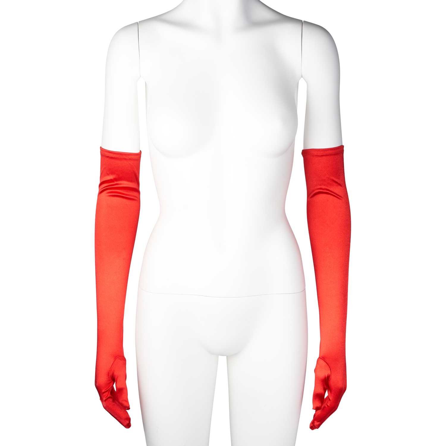 Baseks Lange Rote Satinhandschuhe 1