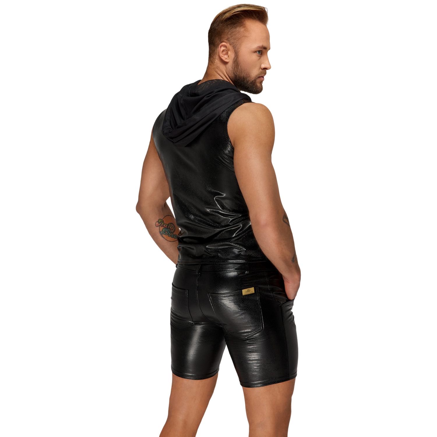 Noir Handmade Men Snake Wetlook Zip-up Top 1