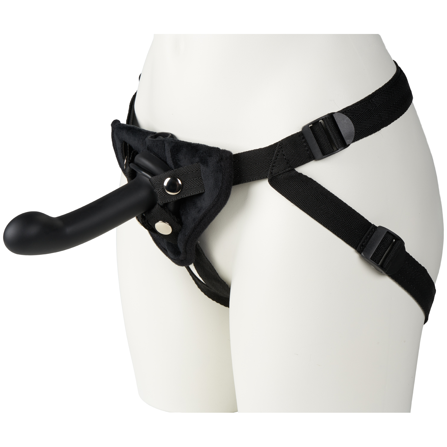 baseks Strap-On Harness med Vibrator og G-punkts Dildo - Black thumbnail