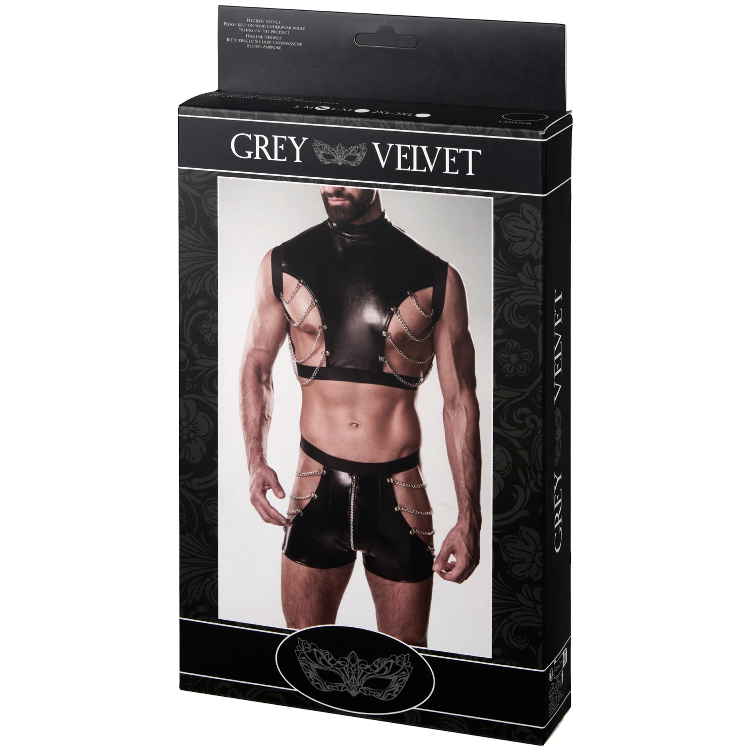 Grey Velvet Men Wetlook Set med Kedjor 2