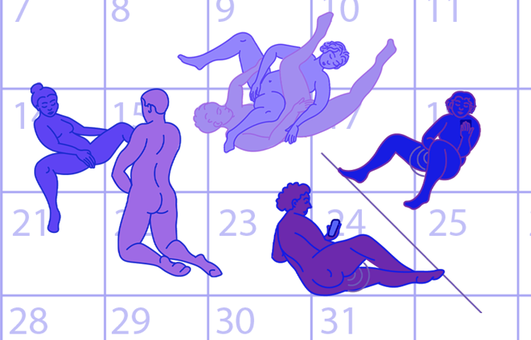 Illustration of different masturbating positions for couples