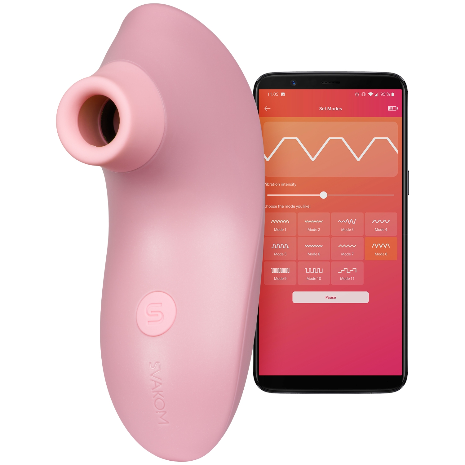 Svakom Pulse Lite Neo App-styret Lufttryks Stimulator - Rosa thumbnail