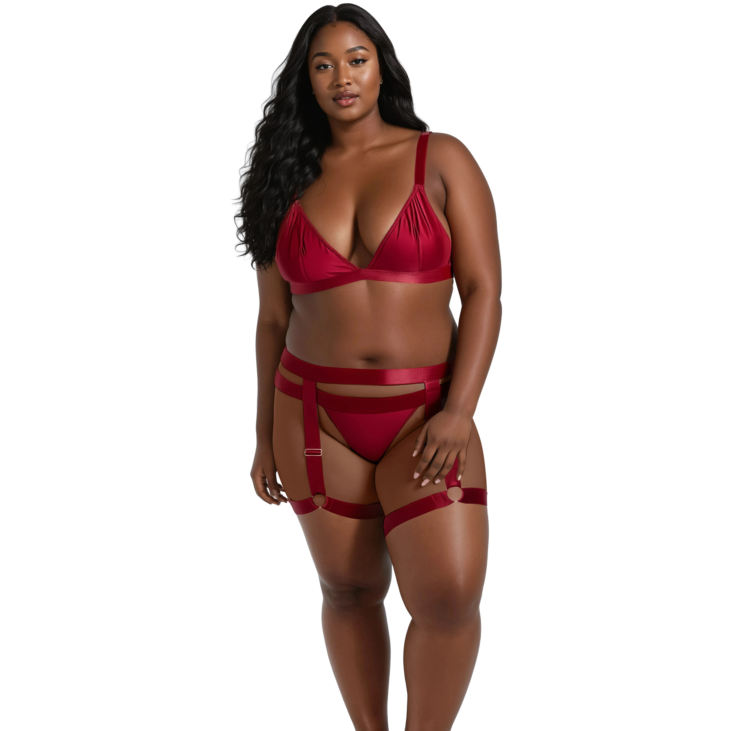 NORTIE Willow Rotes Bralette Set mit Beingeschirr var 6