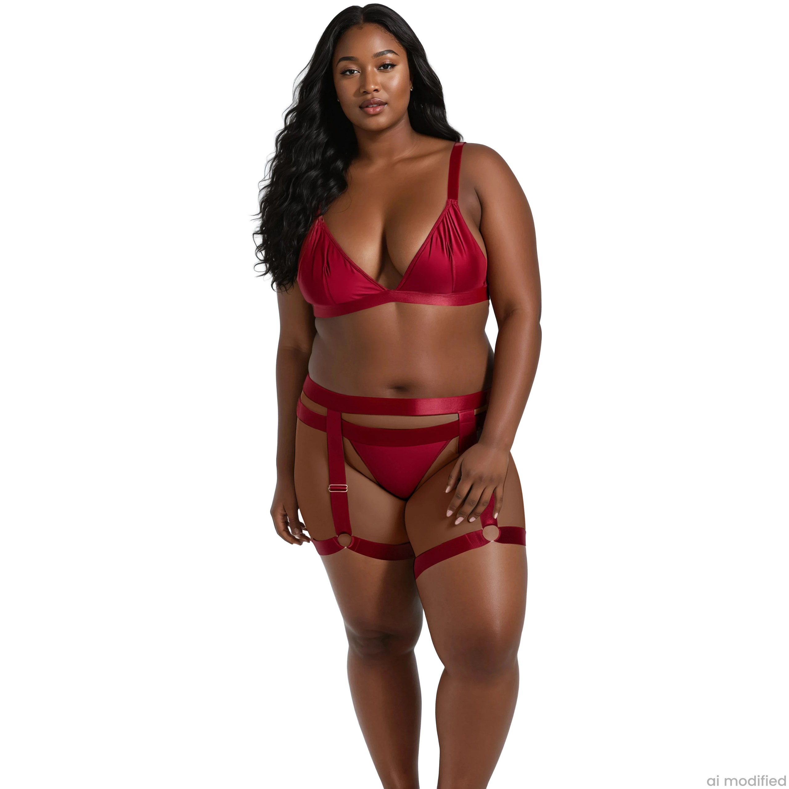NORTIE Willow Rotes Bralette Set mit Beingeschirr var 6