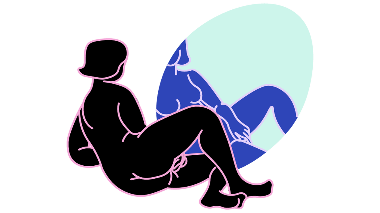 Illustration einer Frau, die vor einem Spiegel masturbiert