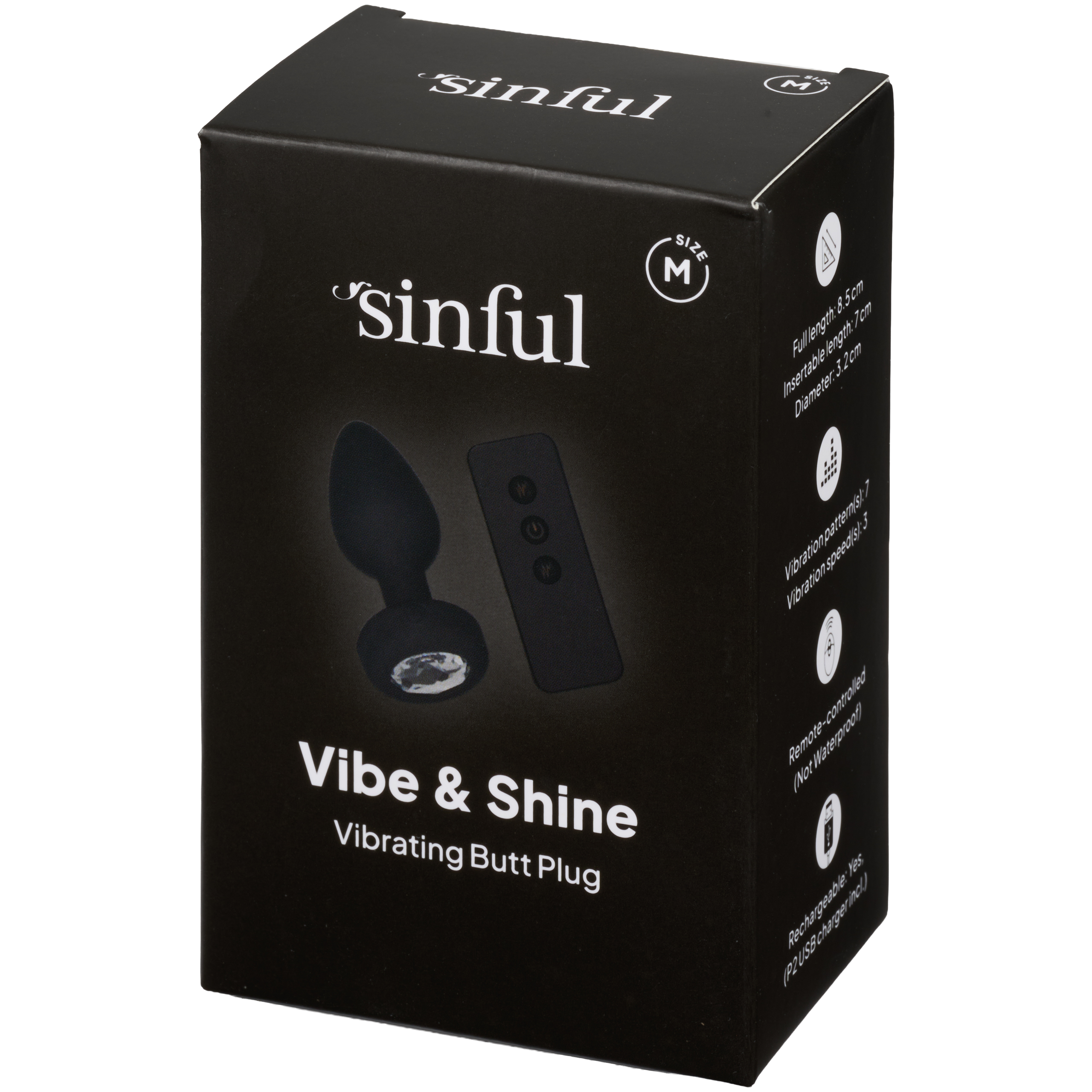 Sinful Medium Vibrating Jewel Butt Plug