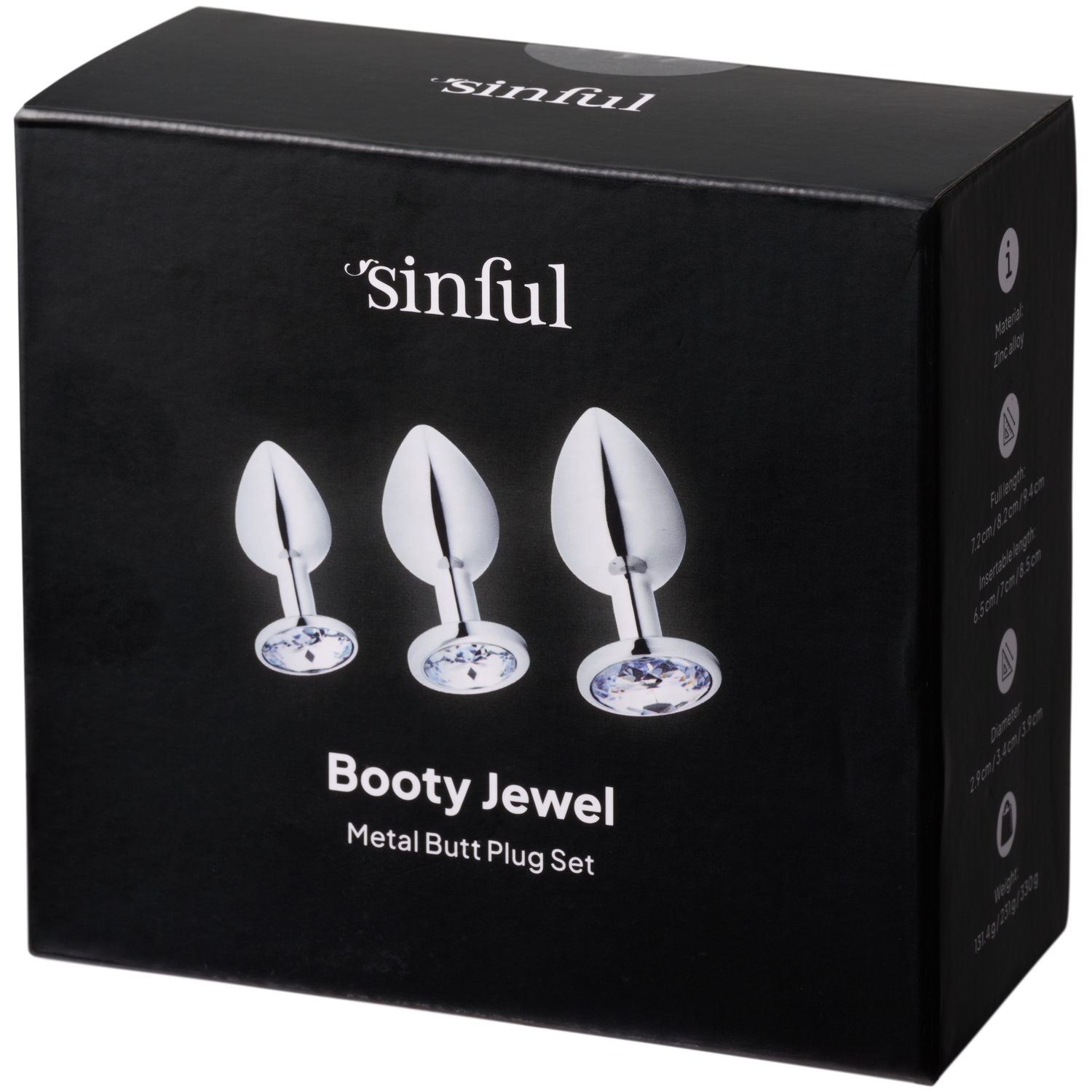 Sinful 3-Pack Jewel Steel Butt Plug Sæt - Sølv
