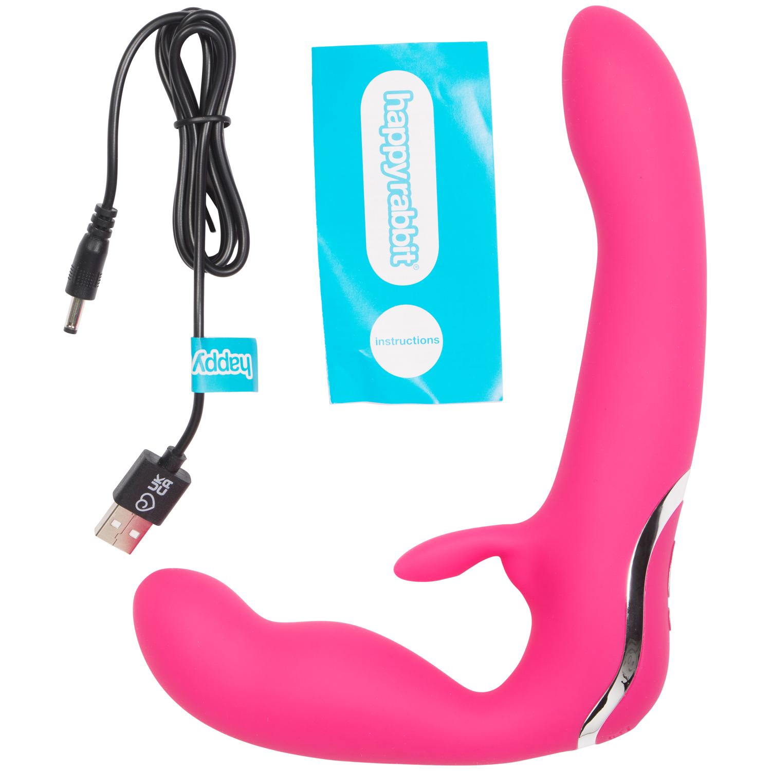 happy rabbit rechargeable vibrating strapless strap-on Happy Rabbit Rechargeable Vibrating Strapless Strap On Pink on OnBuy main image 0