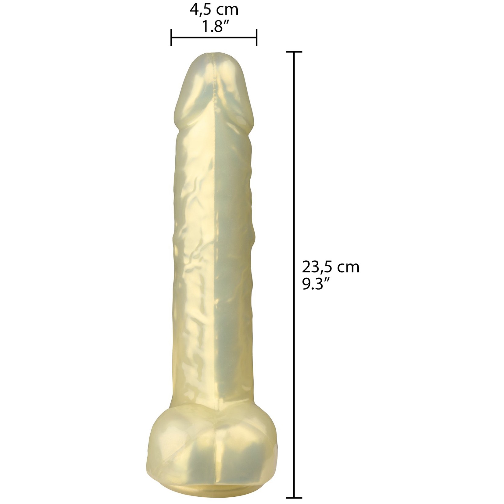 Baseks Gelber Perlglanz-Dildo mit Saugnapf 23,5 cm var 2