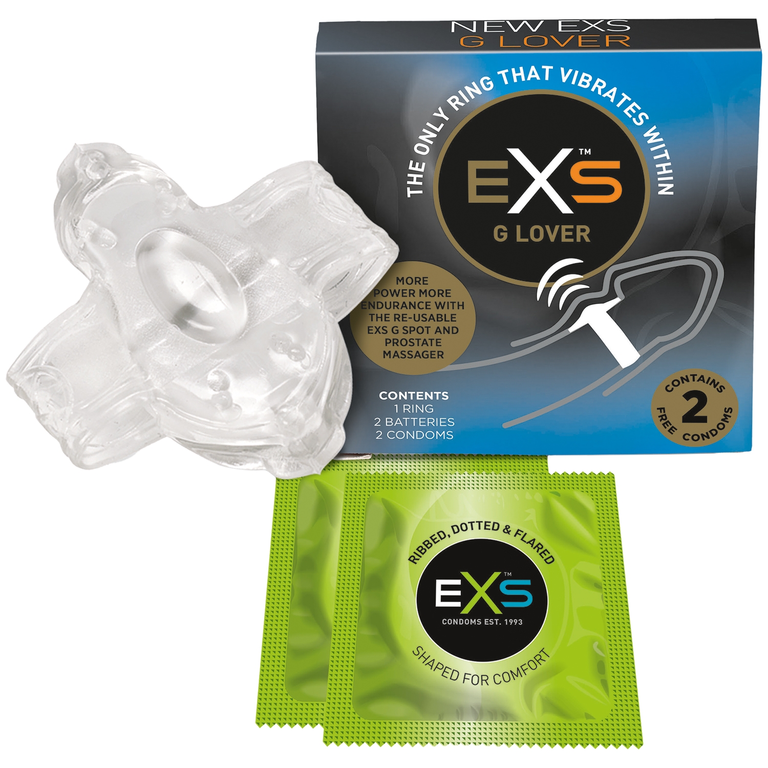 EXS EXS G-Lover Penisring med Kondomer 2 stk - Klar