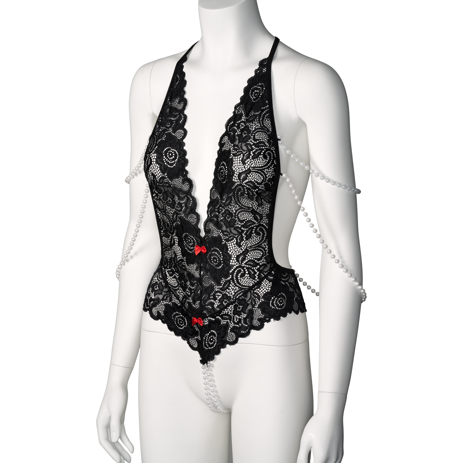 Vixen I Kissed a Pearl grenlös spetsteddy med pärlor 1