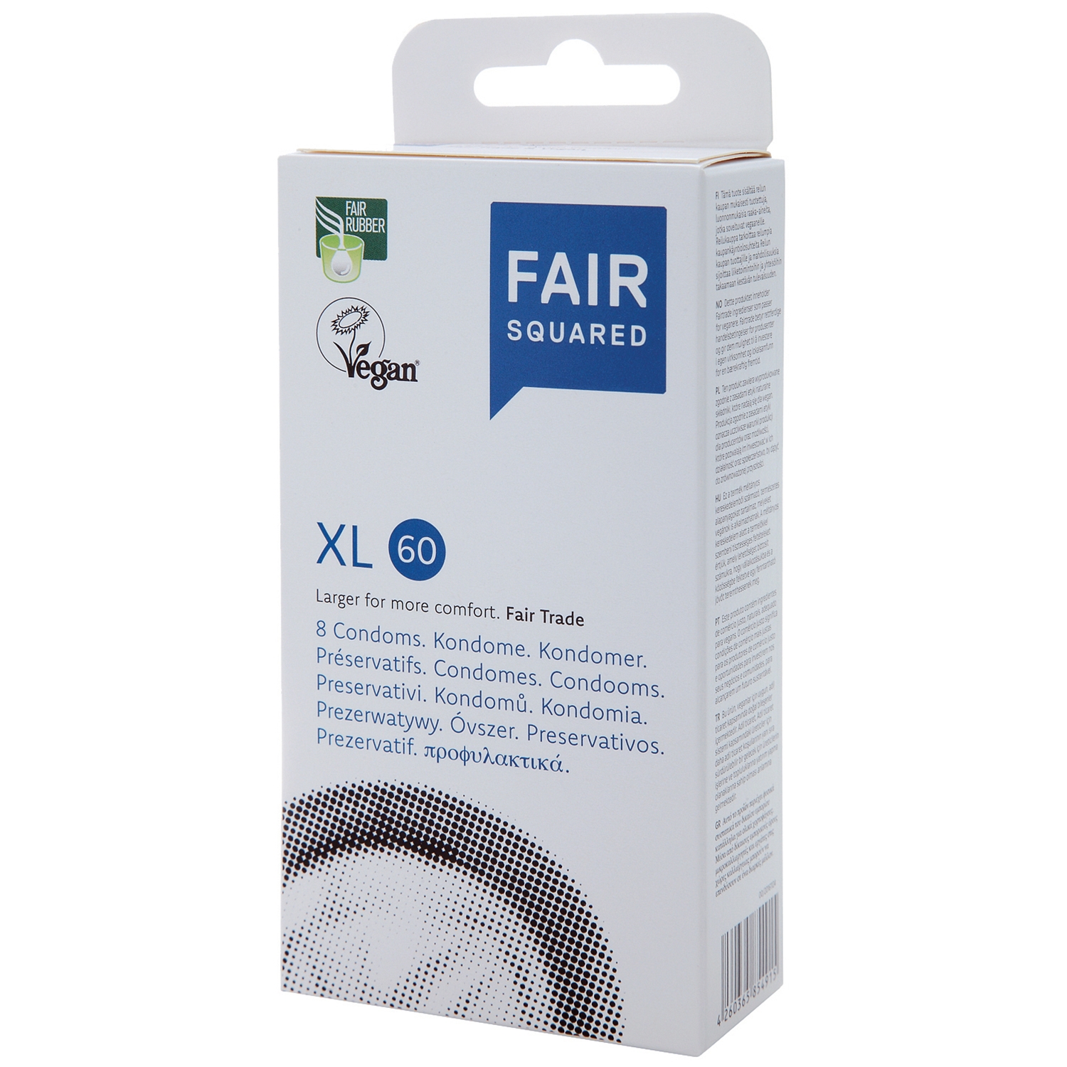Fair Squared XL 60 Veganske Kondomer 8 stk - Klar