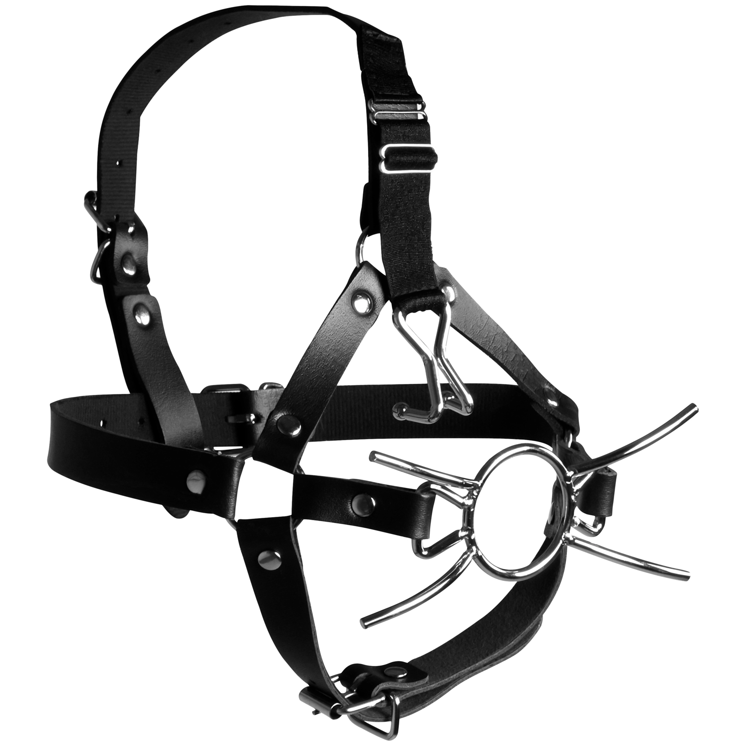 Ouch! Xtreme Head Harness med Spider Gag och Näskrokar - Svart