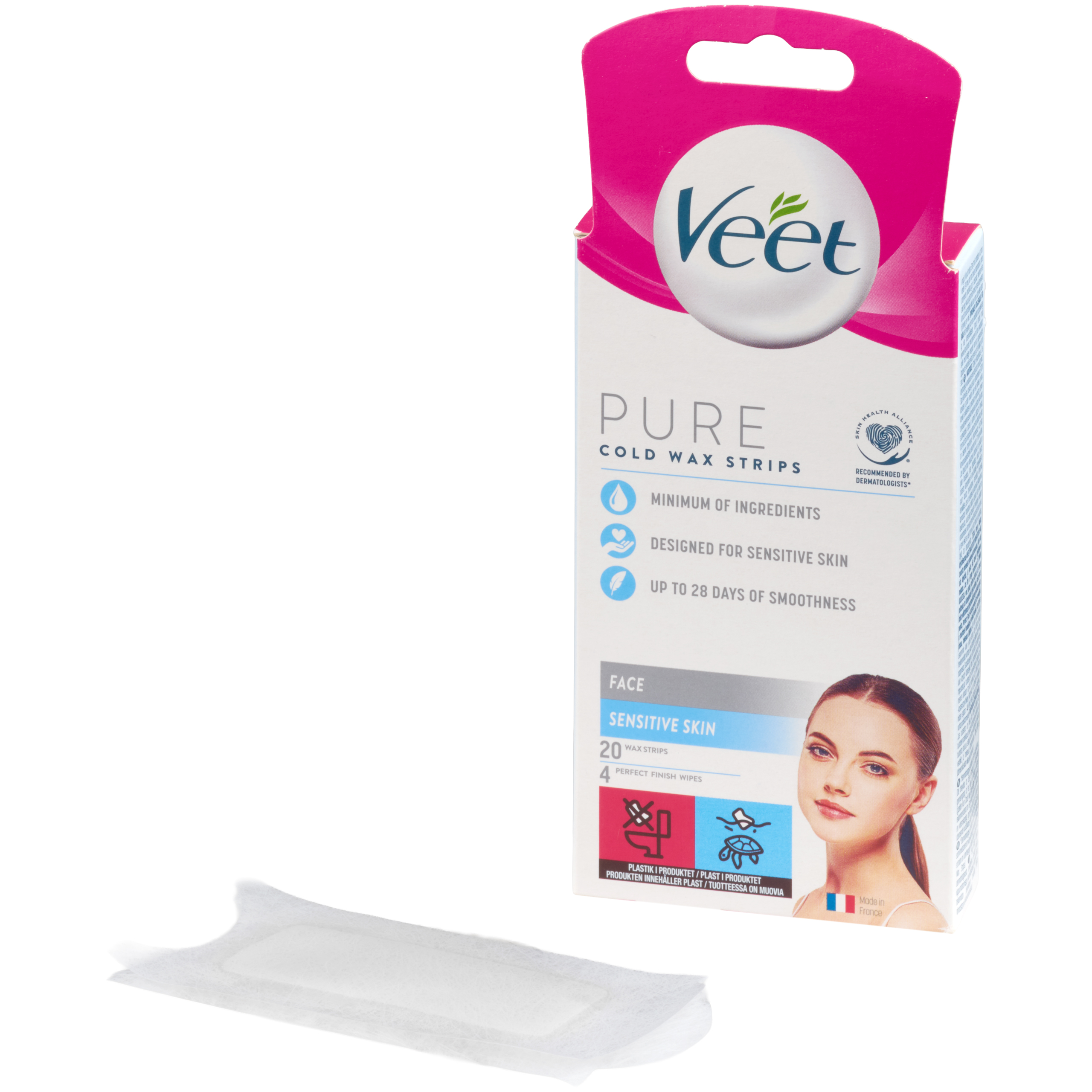 Veet Pure Cold Wax Strips Face for Sensitive Skin 20 Pack var 1