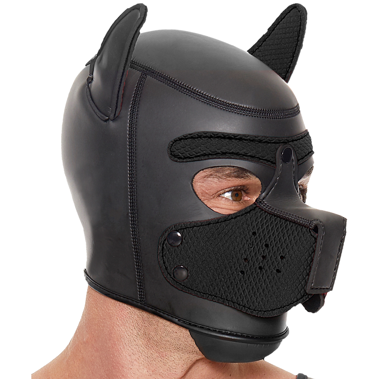 Ouch! Puppy Play Neopren Puppy Hood     - Svart