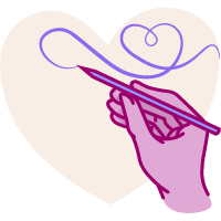 Illustration of a hand drawing a heart