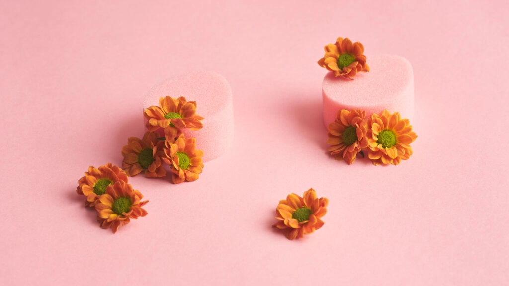 Weiche Tampons und Blumen