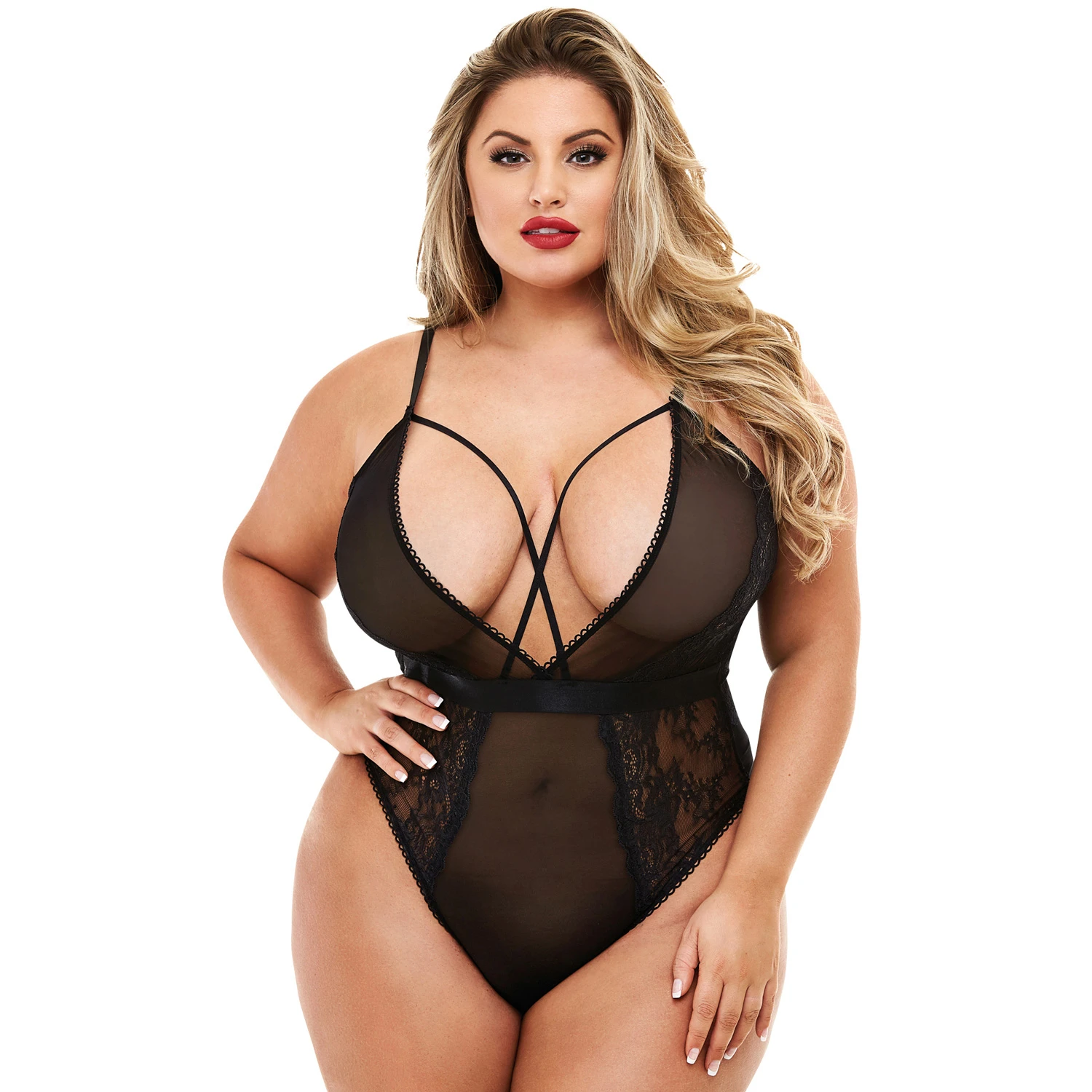 Baci Strappy Teddy Plus Size var 1