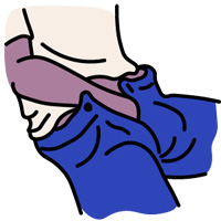 Illustratie van een persoon met een hand in zijn broek