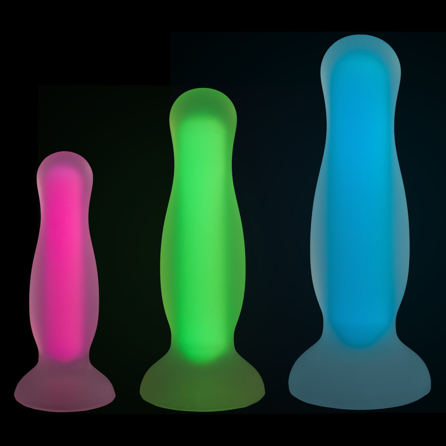 Baseks Glow In The Dark Analdildo Set    - Blandade färger