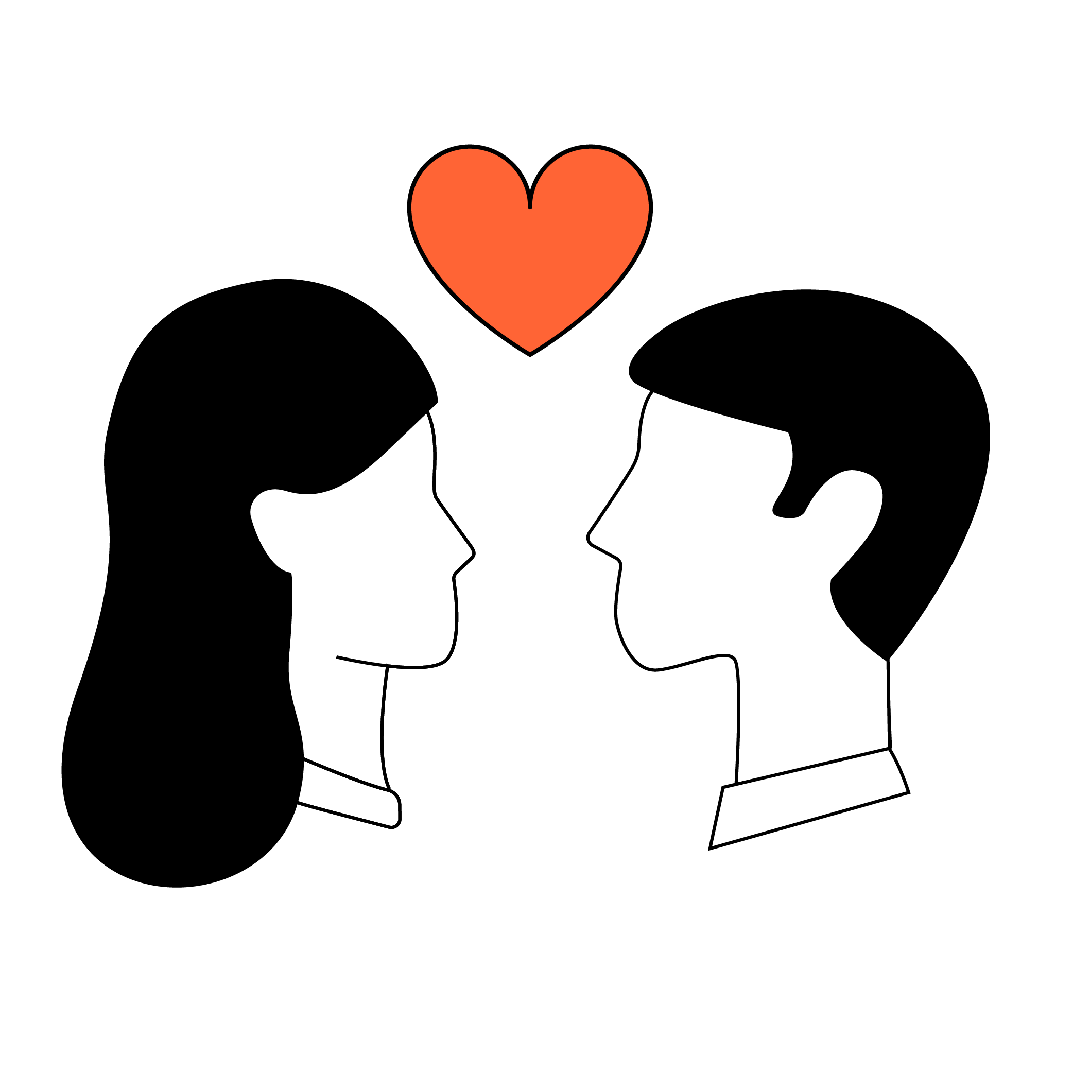 Two drawn people and heart above them