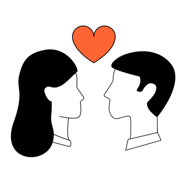 Two drawn people and heart above them