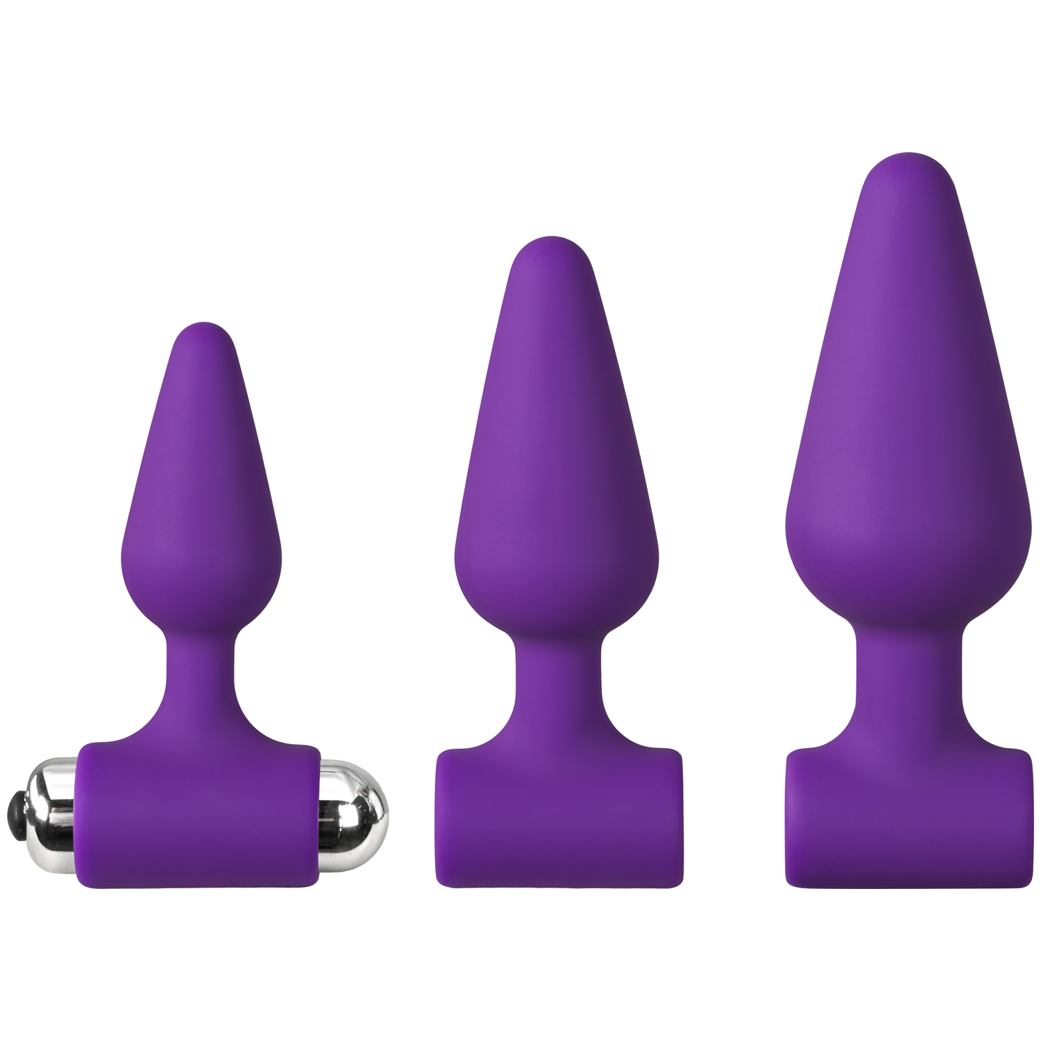 baseks Begynder Vibrerende Butt Plug Sæt - Purple thumbnail