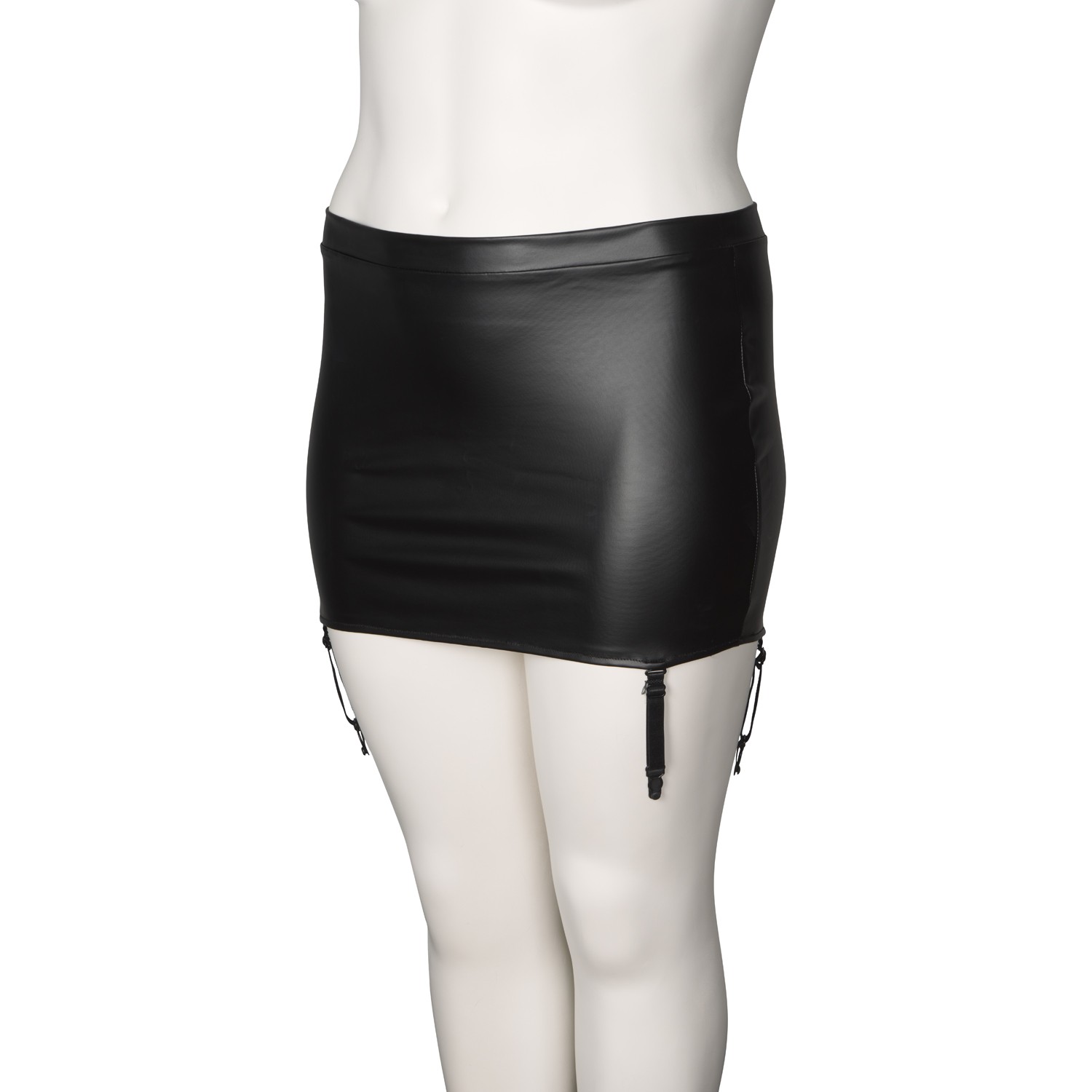 NORTIE Fetish Wetlook Kurzer Strapsrock Plus Size 2