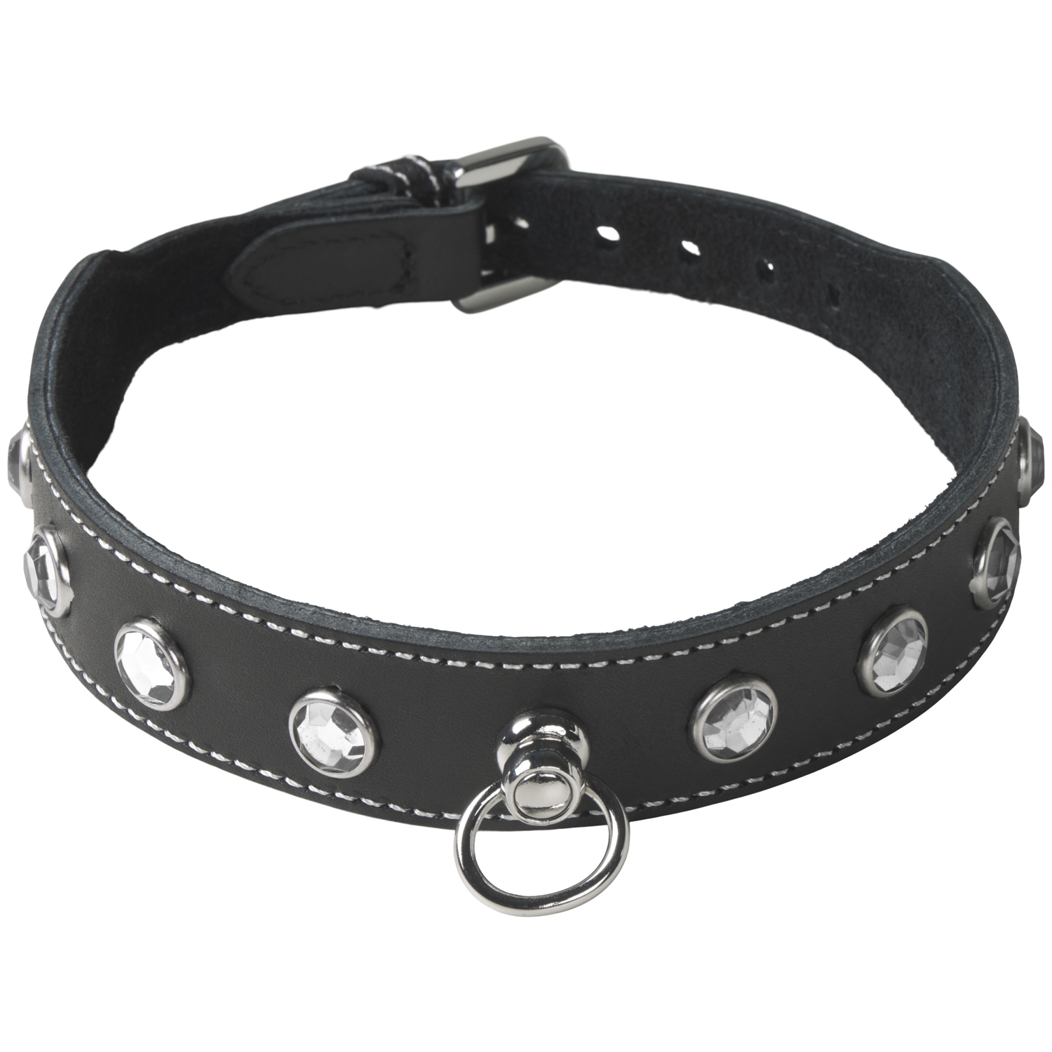 Master Series Vixen Leather Choker with Rhinestones 1