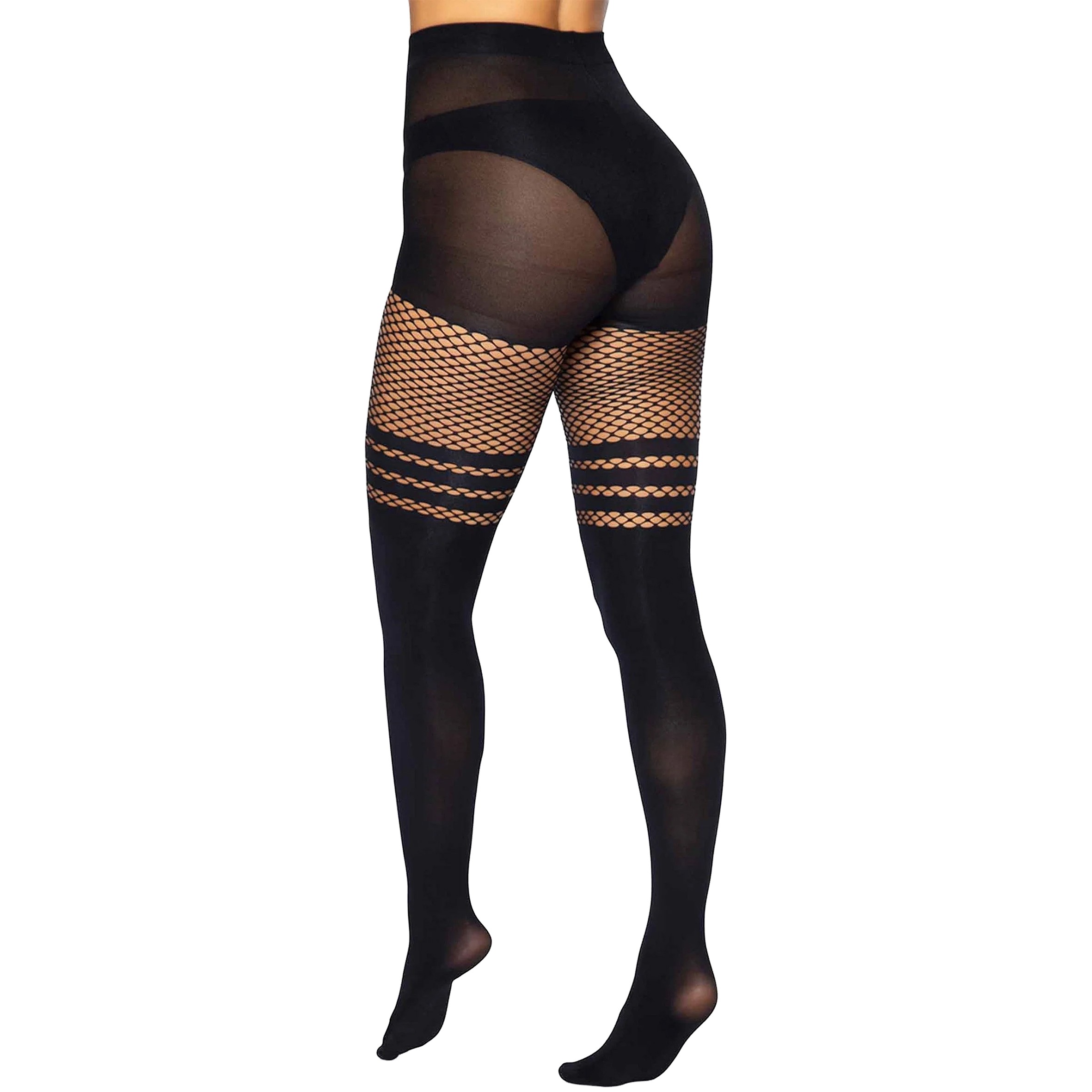 Leg Avenue Nahtlose Strumpfhose mit Netzstreifen var 2