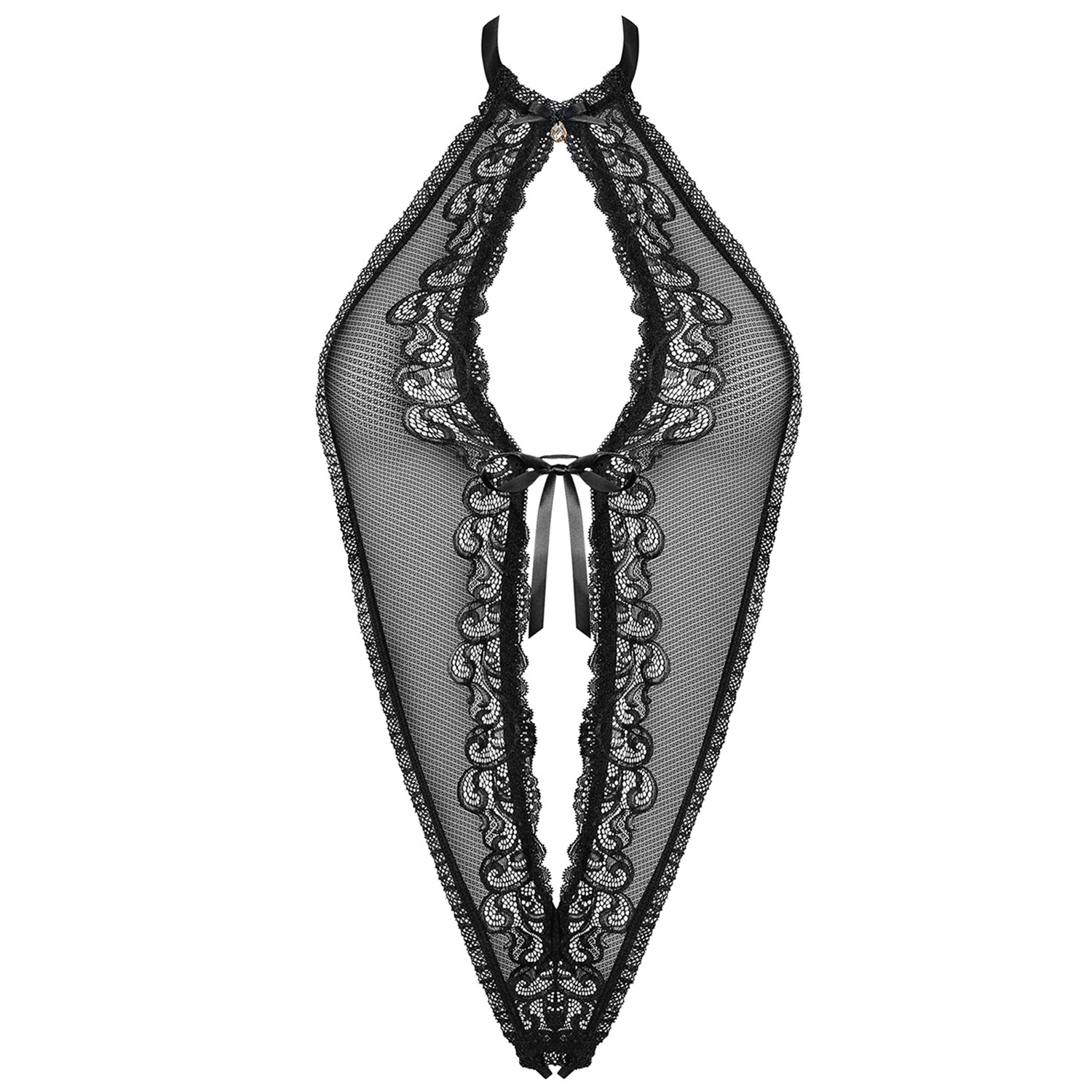 En bundløs bodystocking med åben front