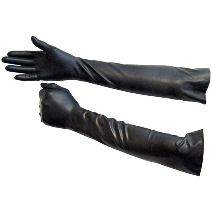 Lange Latex Handschoenen Zwart var 1