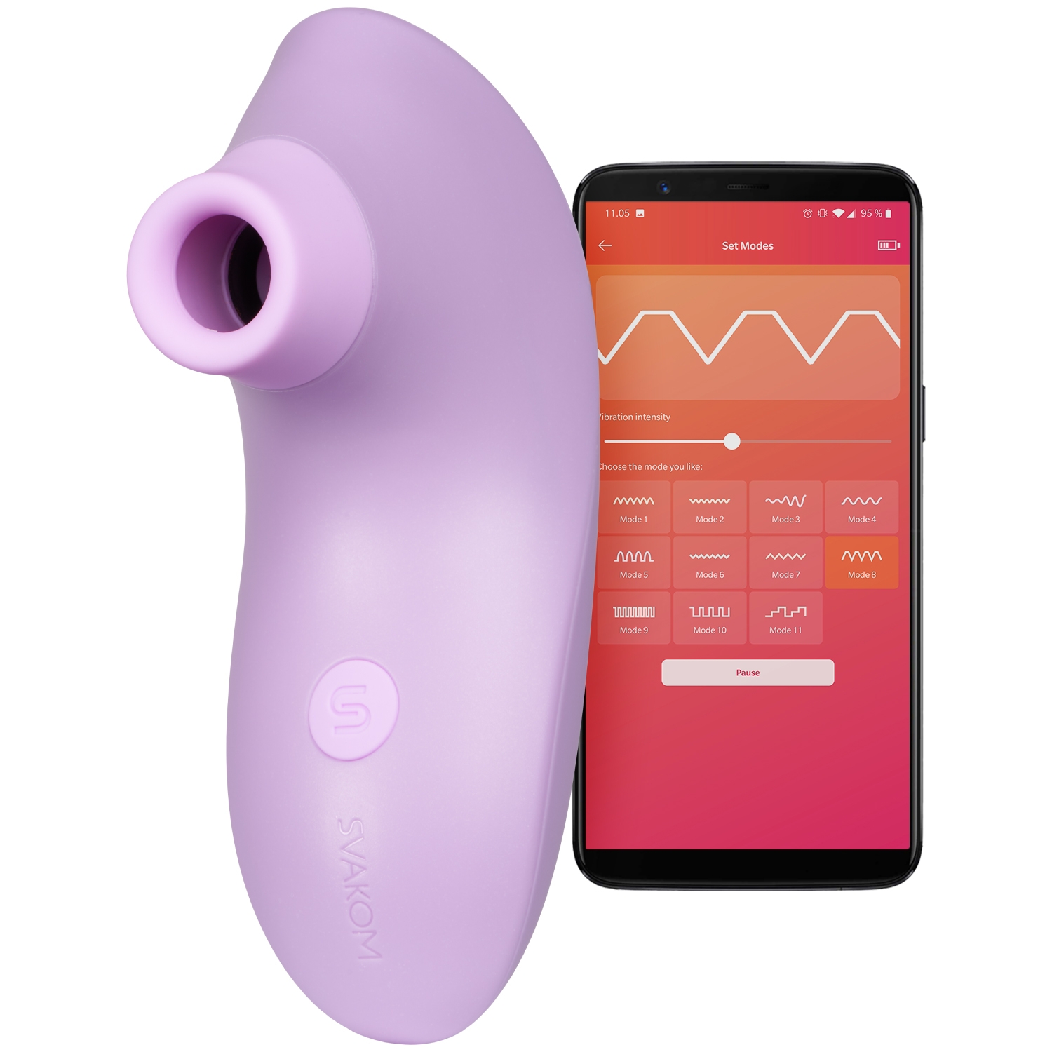 Svakom Pulse Lite Neo App-styret Lufttryks Stimulator - Lilla thumbnail