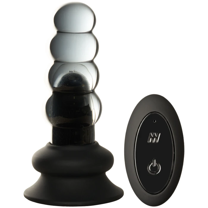 Sinful Vibrating Beaded Glass Butt Plug With Remote var 1