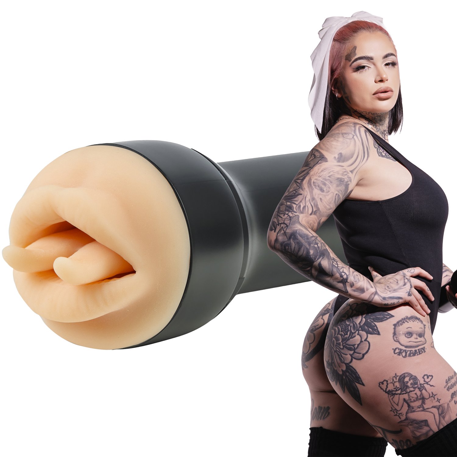 Kiiroo Leigh Raven Mun-Stroker med Kluven Tunga - Nude