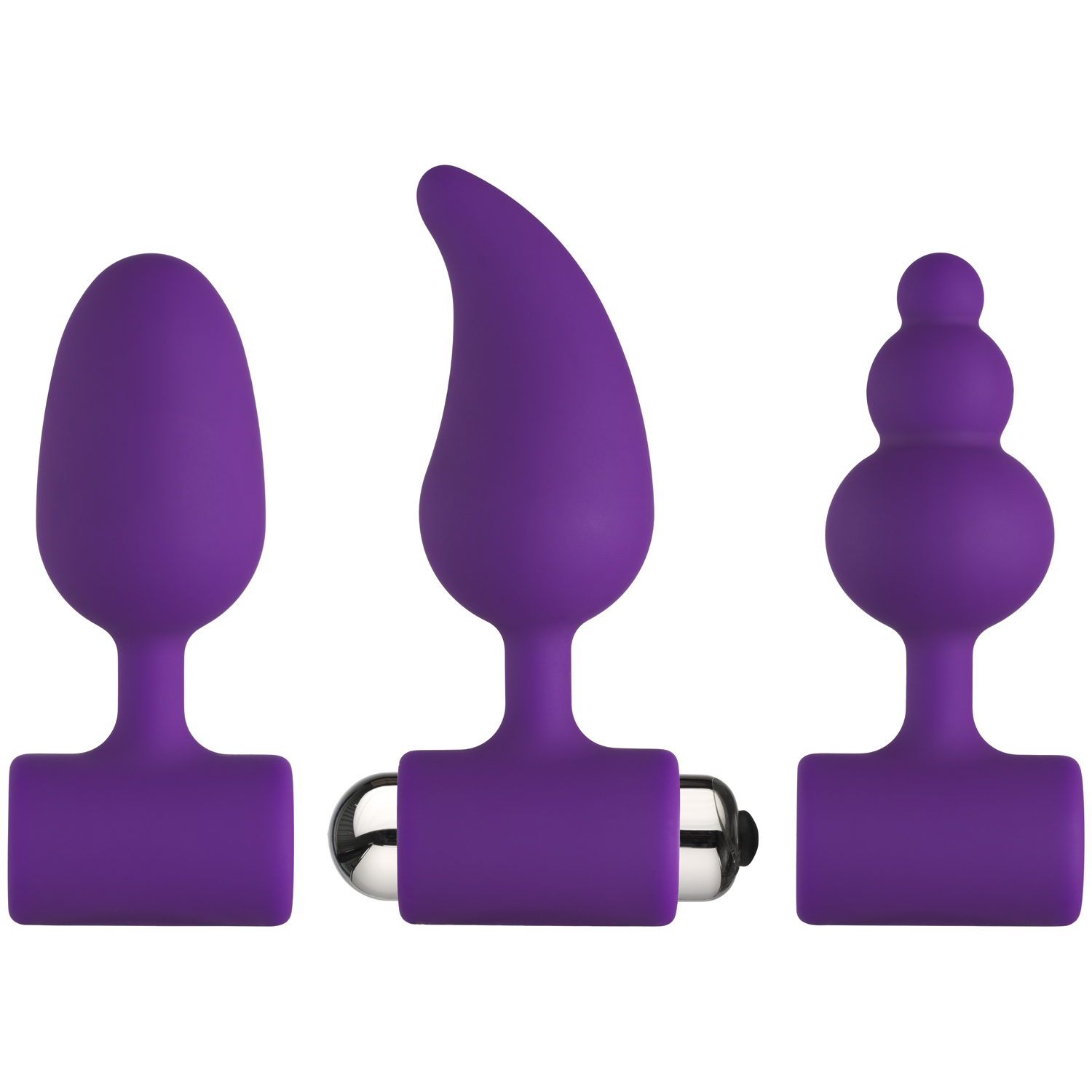 baseks Teaser Vibrerende Butt Plug Sæt - Purple