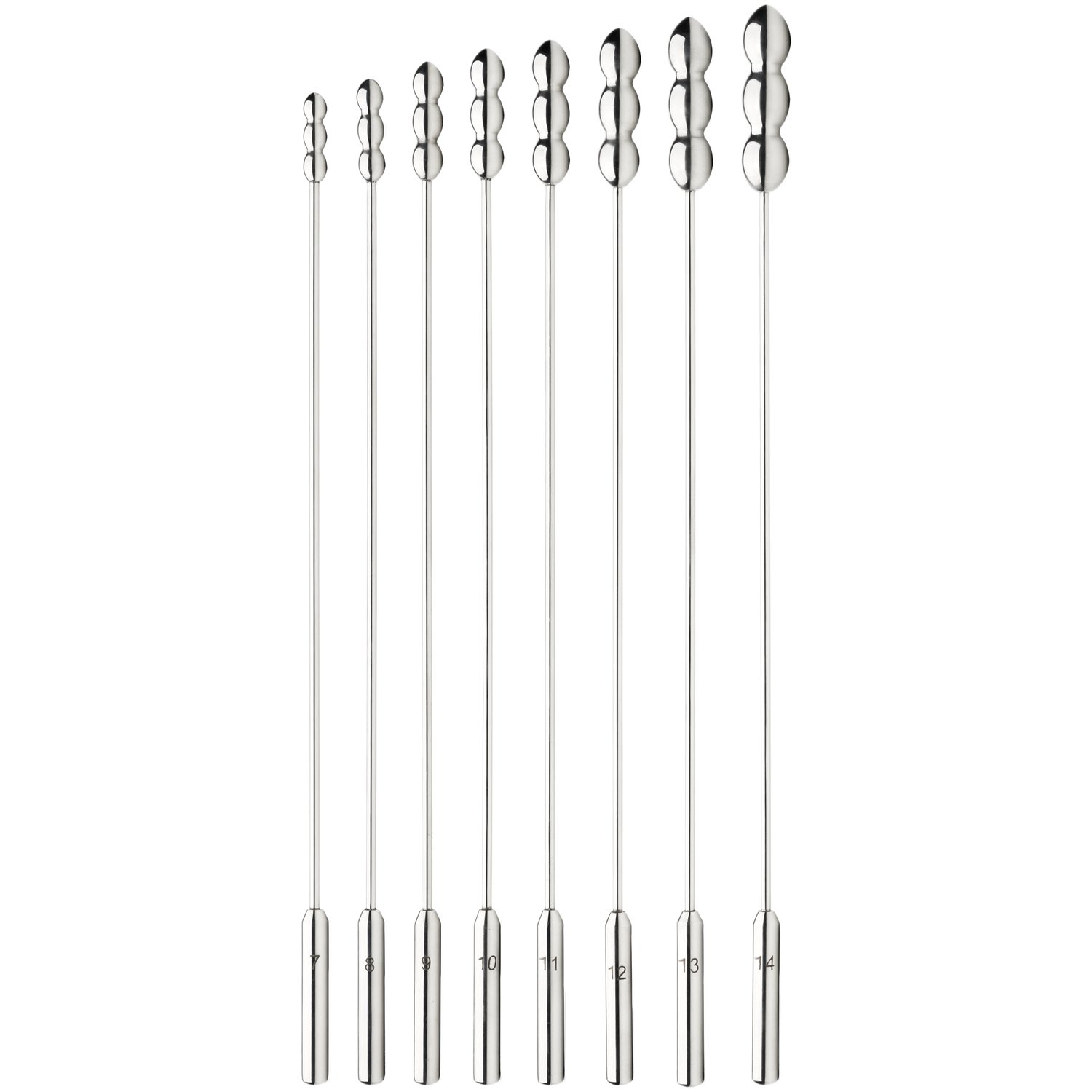 Black Label Bumpy Rosebud Urethral Sounding Set 8 st   - Silver