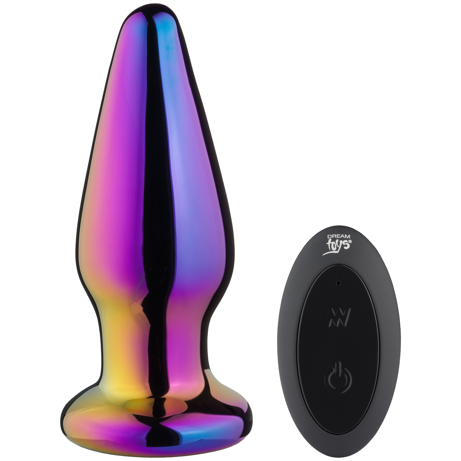 Dream Toys Glamour Glass Vibe Tapered Fjernbetjent Butt Plug - Mixed colours thumbnail