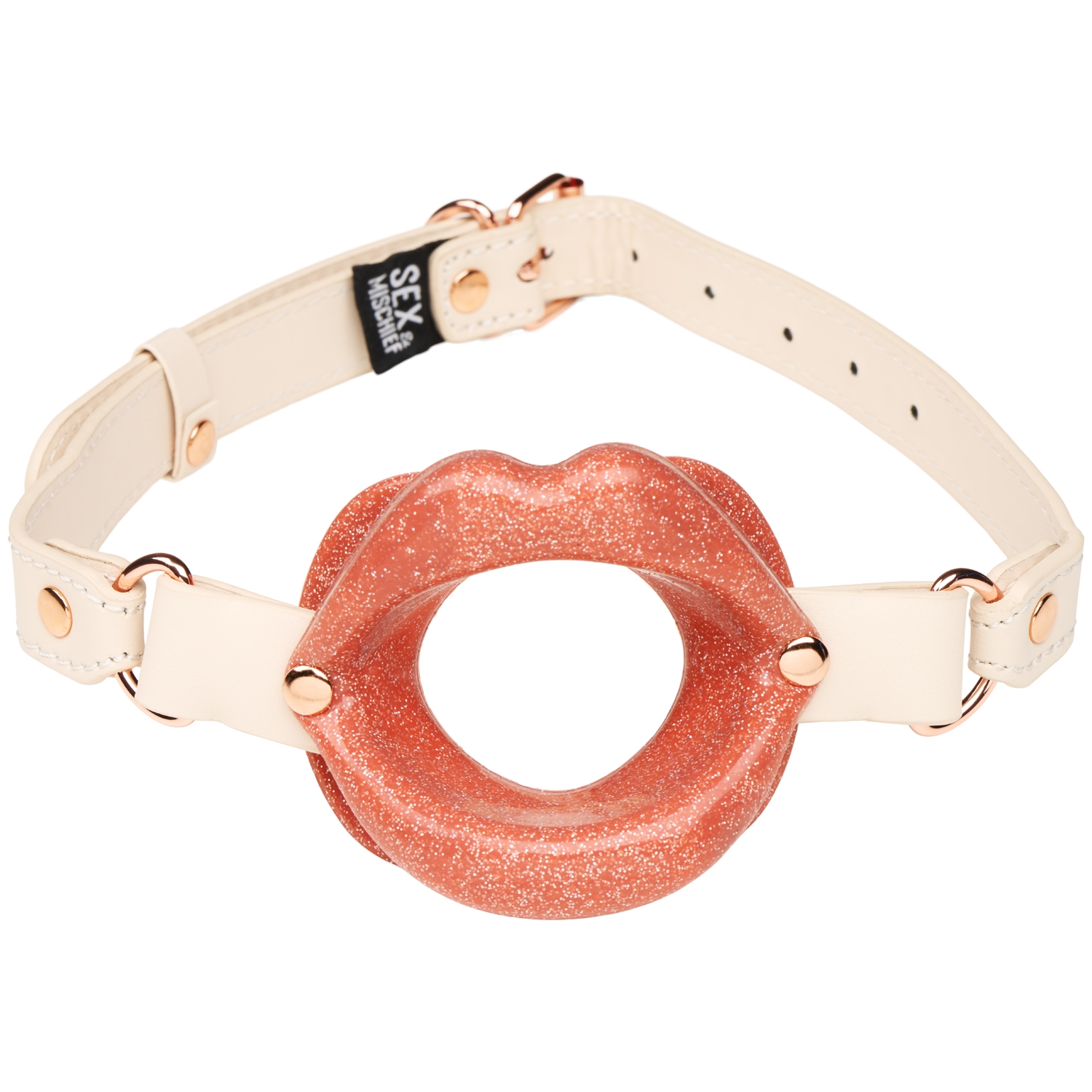Sportsheets Sex&Mischief Peaches´n CreaMe Silicone Lips Gag   - Fersken