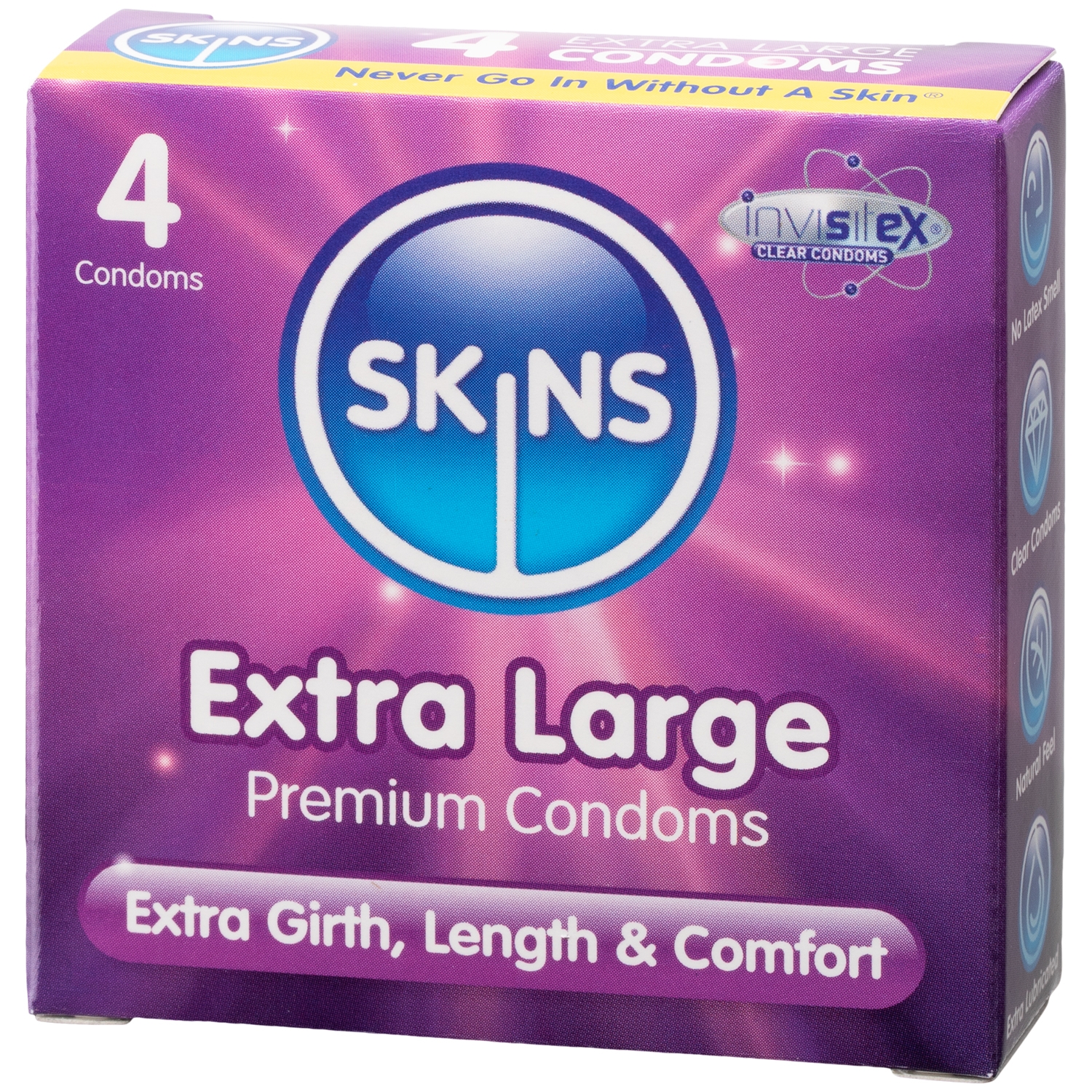 Skins Extra Large Kondomer 4 st - Klar | Tillbehör//Kondomer//Män//Bättre Sex//Par kondomer//Stora Kondomer//Vanliga Kondomer//Tunna Kondomer//Skins | Intimast