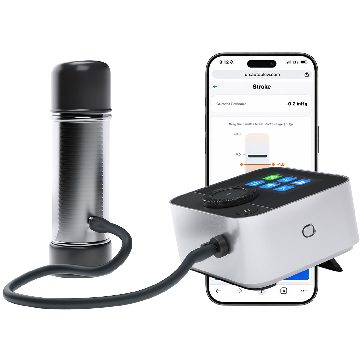 Autoblow VacuPump All-in-One Onani Maskine - SortSølvGråKlar