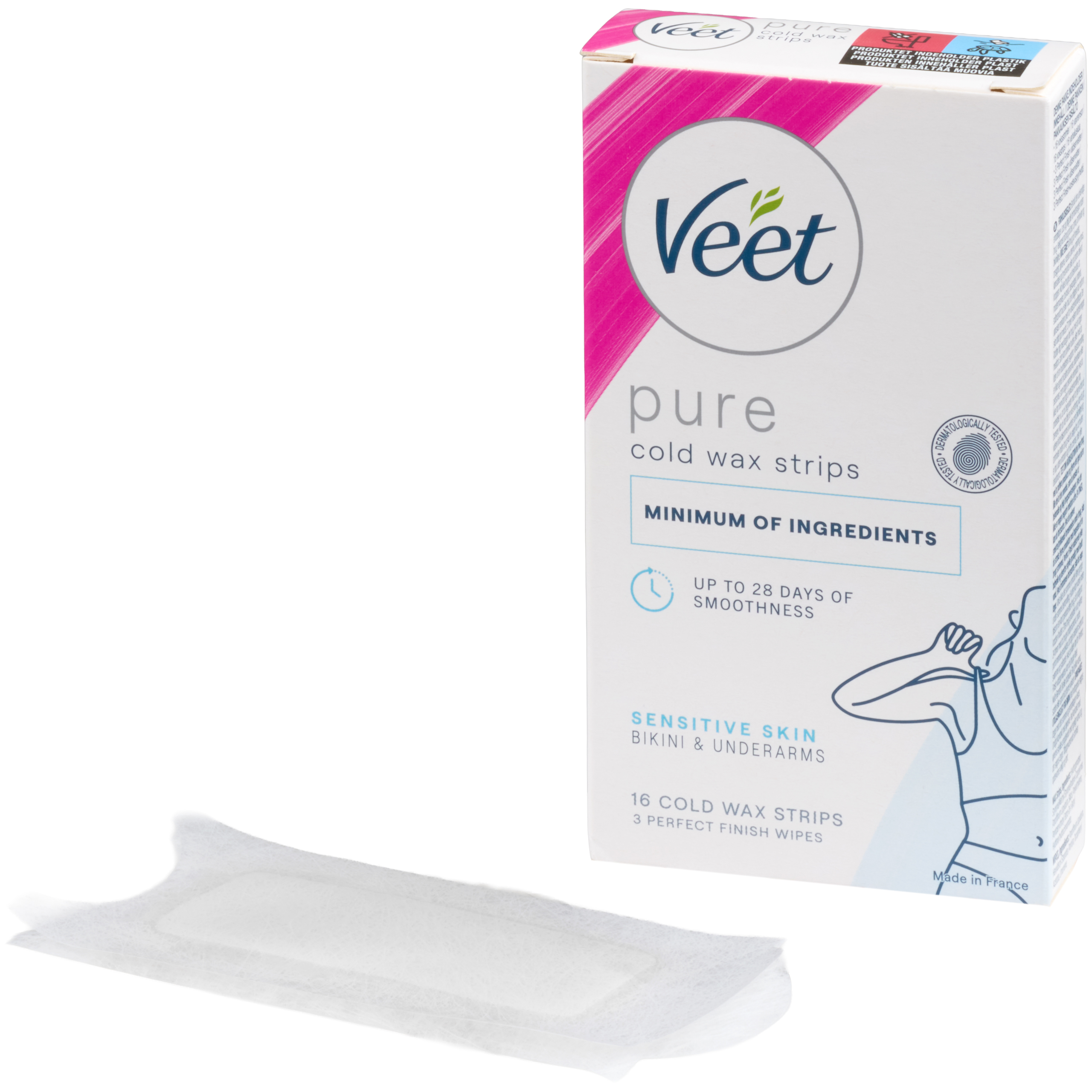 Veet Pure Kold Voks Strips til Bikini Linje og Armhuler til Sensitiv Hud 16-Pak var 1