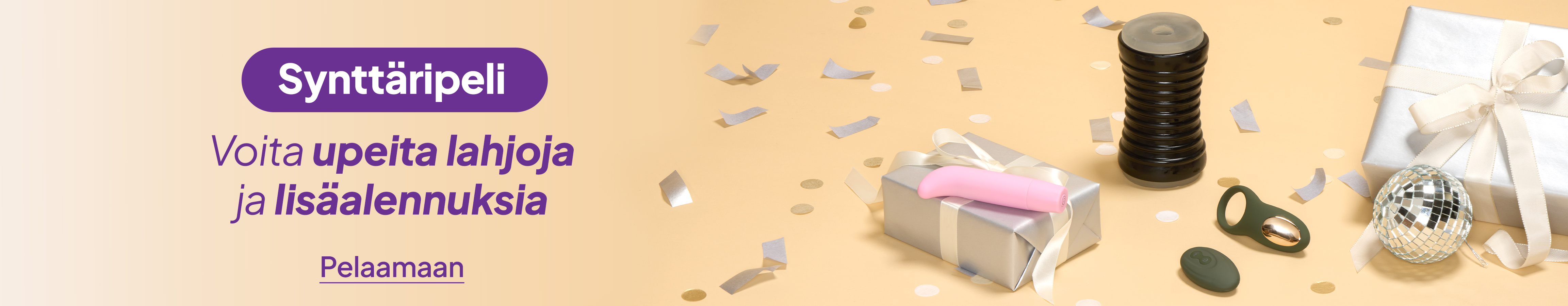 Synttäripeli. Voita upeita lahjoja ja lisäalennuksia. desktop