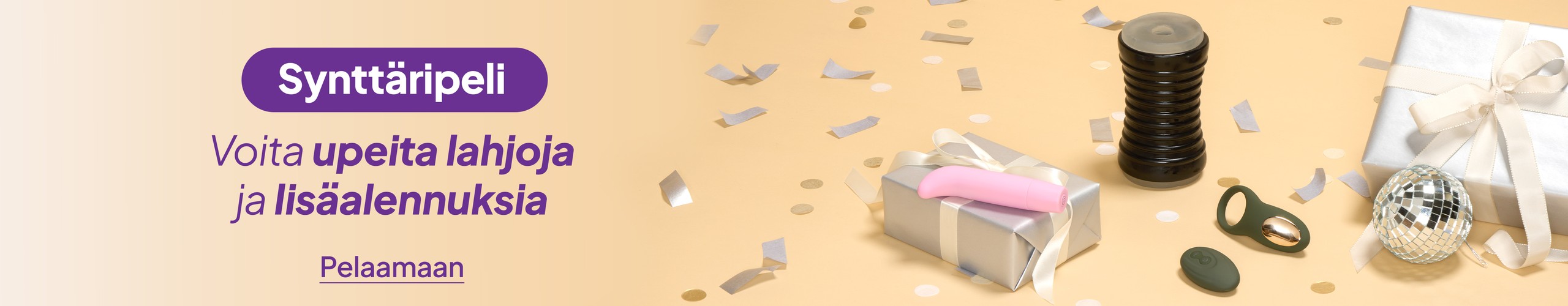Synttäripeli. Voita upeita lahjoja ja lisäalennuksia. desktop