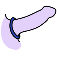 Illustratie van een cockring om een penis
