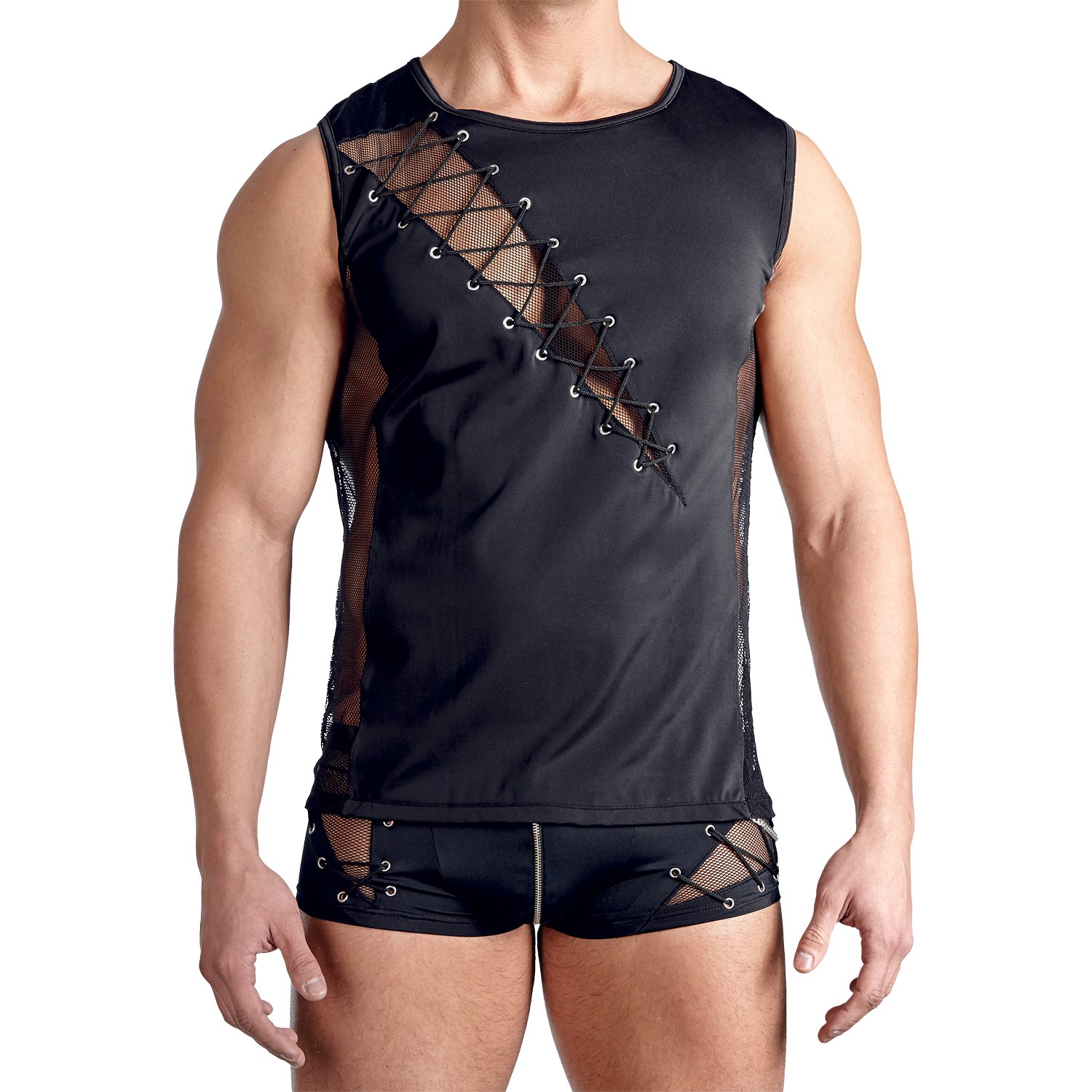 Svenjoyment Tank med Snøre - Sort - 2XL