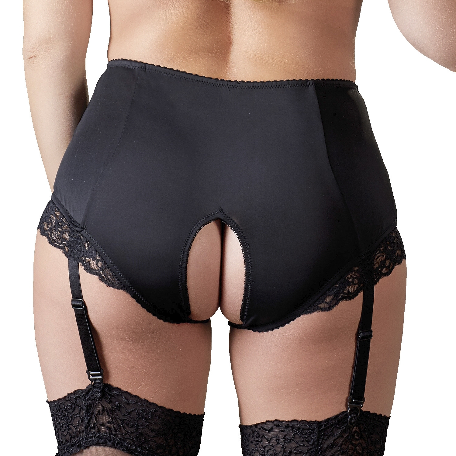 Cottelli Crotchless Panty with Tights Plus Size Black 1
