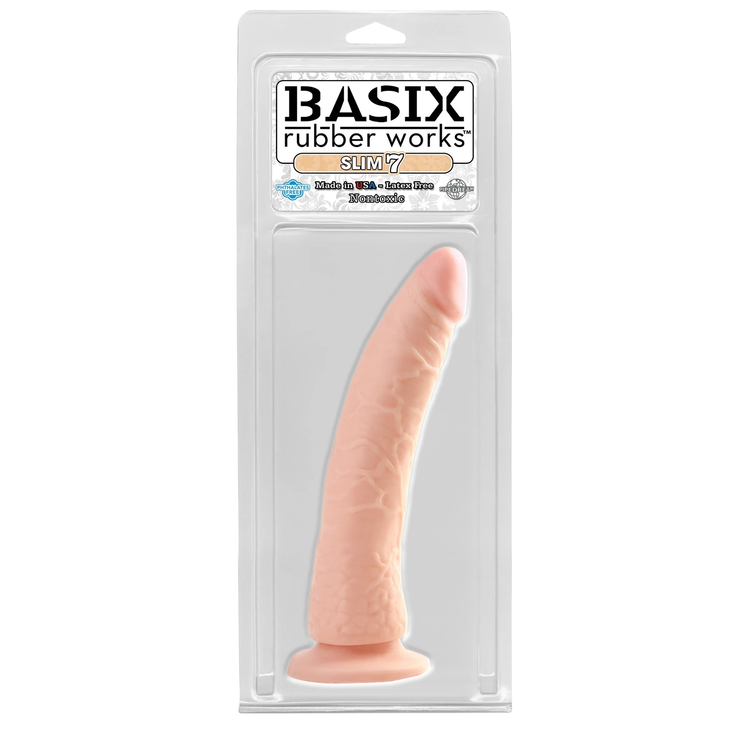 Basix Rubber Works Slim 20 cm Dildo med Sugekopp 1